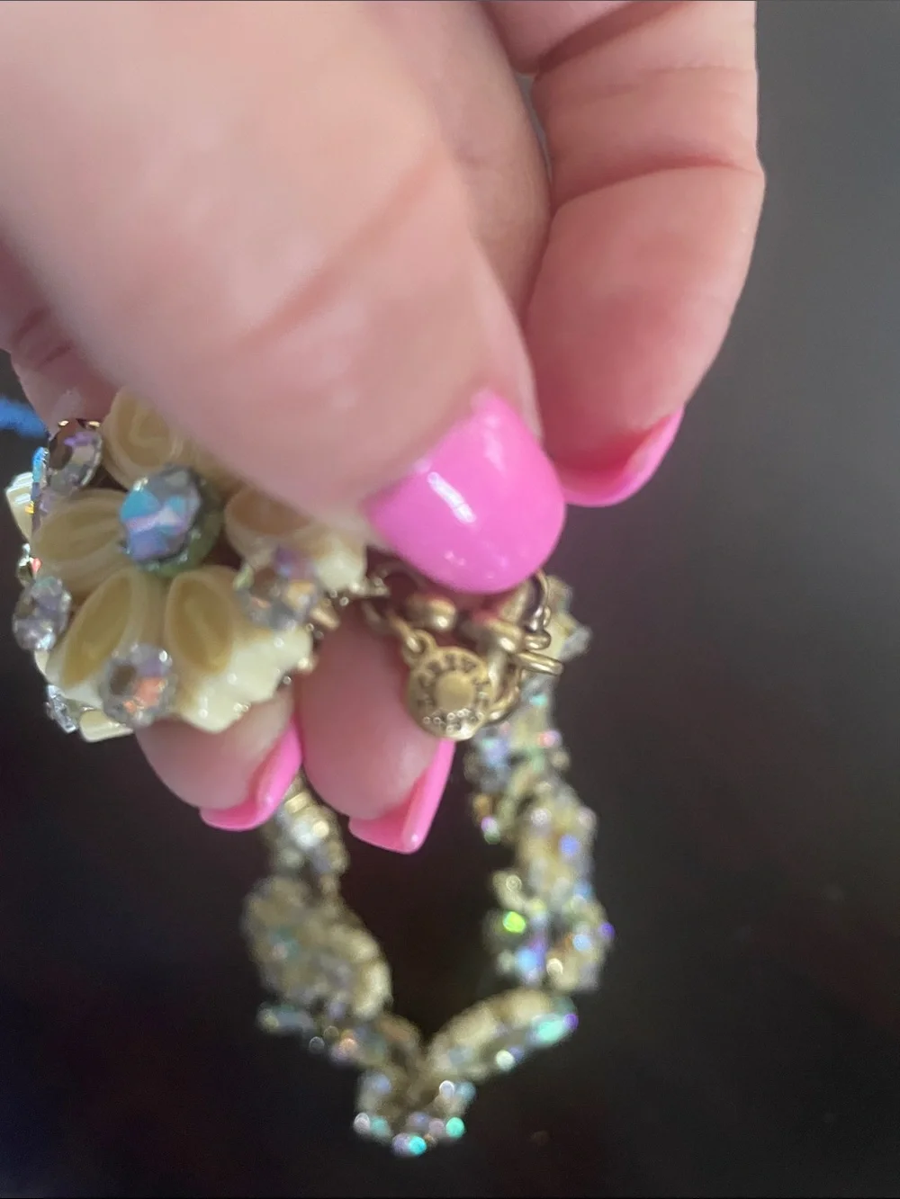 J. Crew Floral Statement Necklace in Cream and Iridescent